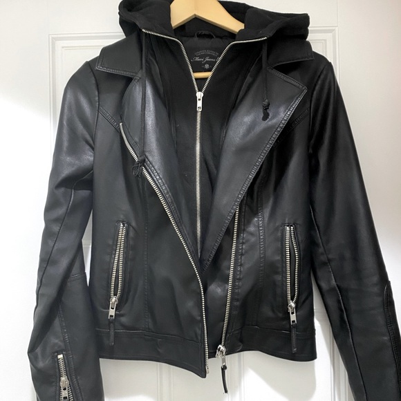 Mavi Faux Leather jacket with Removable hood - Picture 1 of 4